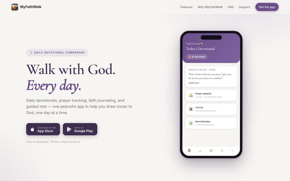 myFaithWalk website built by Alzhan Group